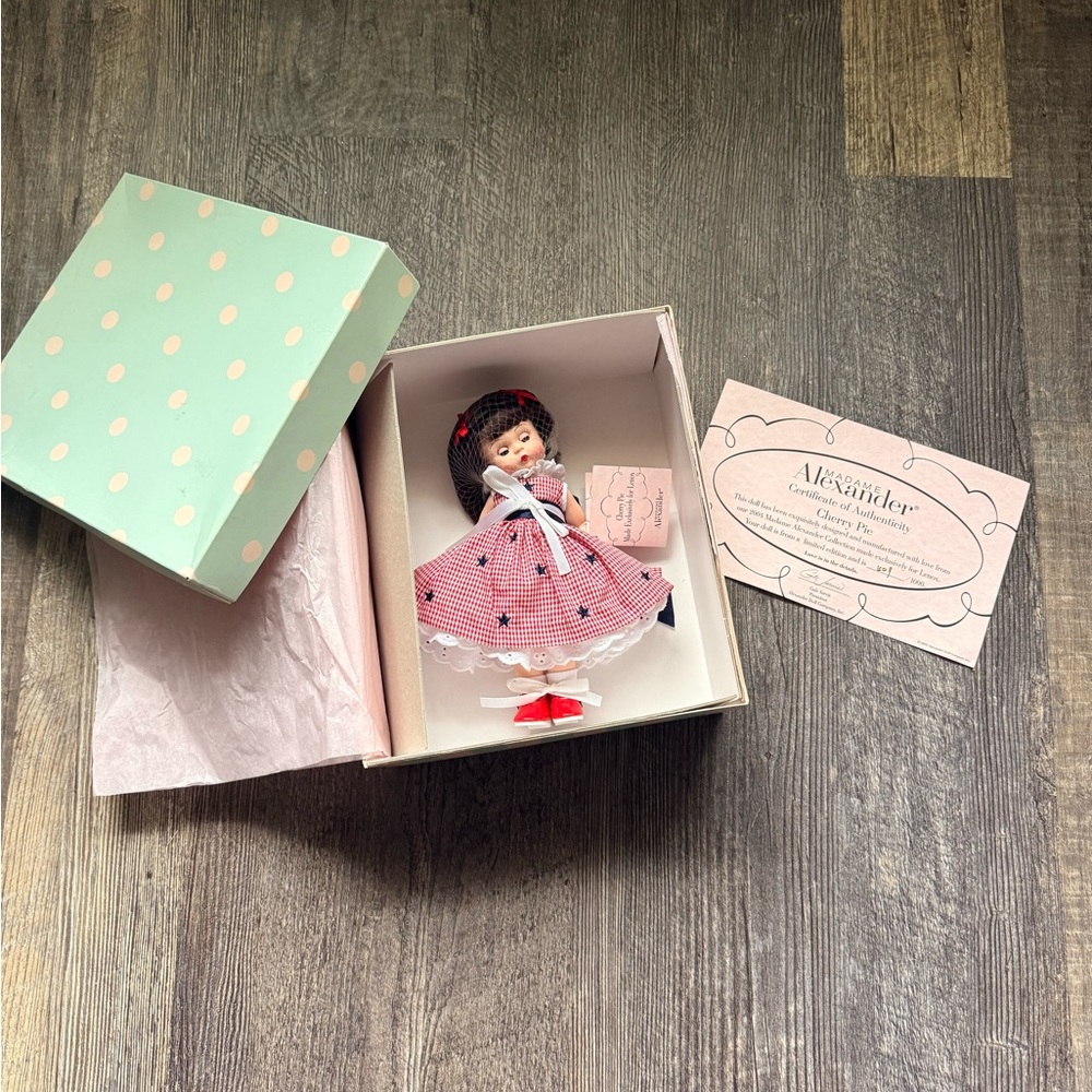 Madame Alexander Red-and-White Gingham Doll with Navy Accents